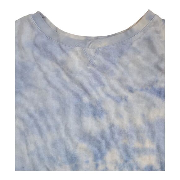 Splendid Sky Blue Tie Dye Cropped Thermal Top Size M - Picture 2 of 5